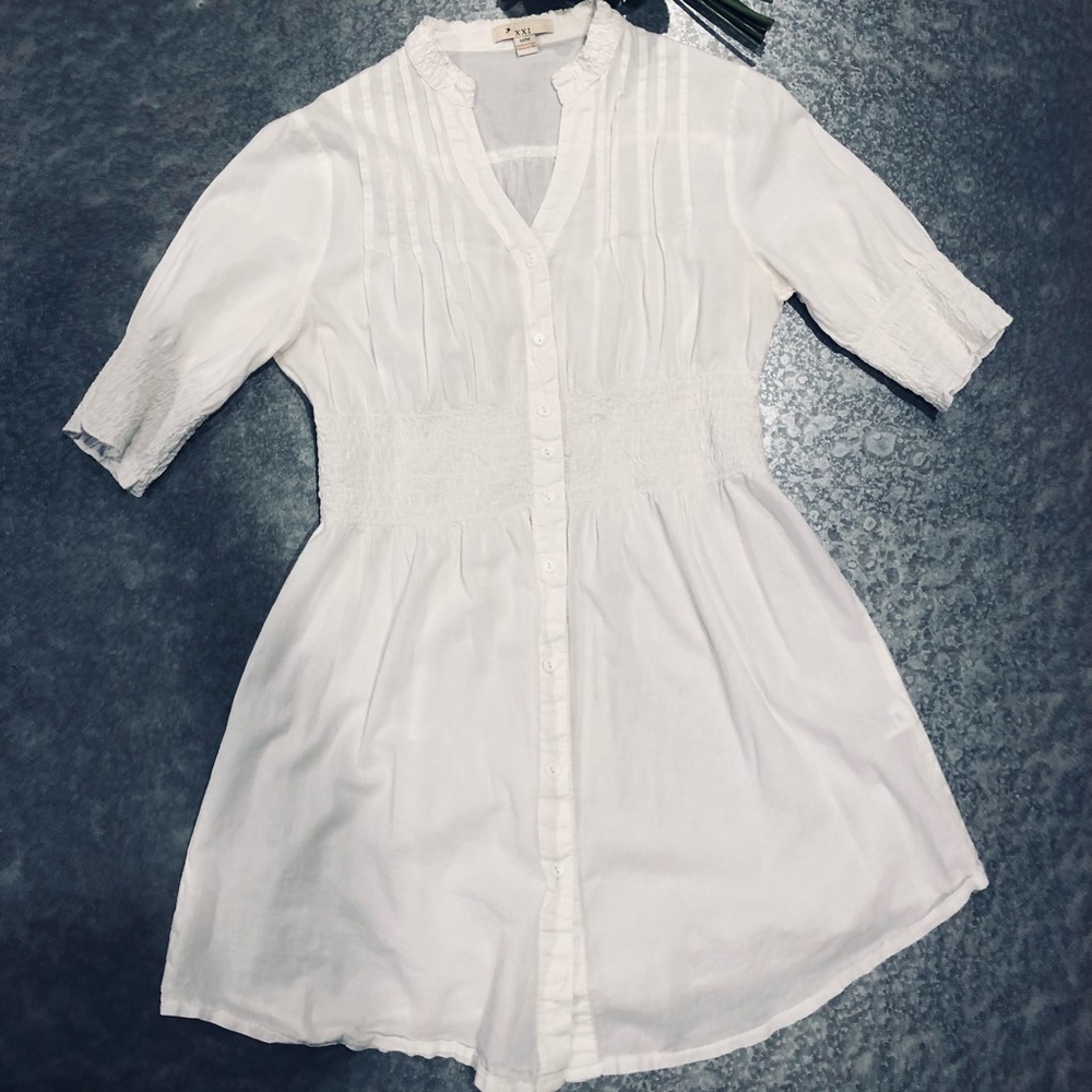XXI brand White Cotton 3/4 Sleeve Tunic